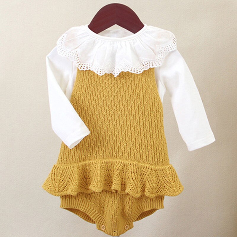 Humor Beer Baby Kleding Lente Herfst Baby Baby Meisje Breien Jumpsuit Solid Trui Romper Sling Mouwloze Outfit
