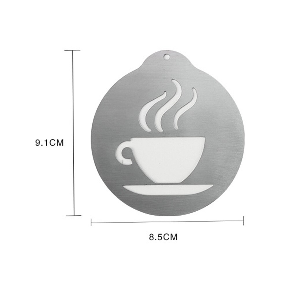 5 stuks roestvrijstalen koffiesjablonen, barista-cappuccino-sjablonen, koffiekransvorm, taartdecoratiegereedschap