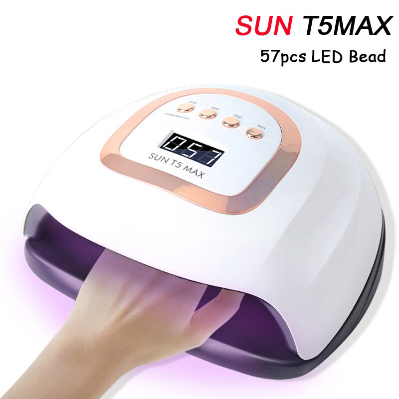 SUN T5 MAX-Lámpara LED para secado de uñas, 114W, UV, esmalte de Gel, temporizador de 10/30/60/99s, herramienta de manicura con Sensor automático: T5 MAX-114W