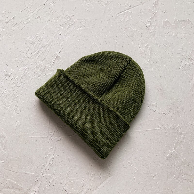 Stickad mössa för barn 1-8 år barn-vinter-varm mössa bebis pojkar huva barn muts bebis mössa шапка зимняя детская: Armégrön