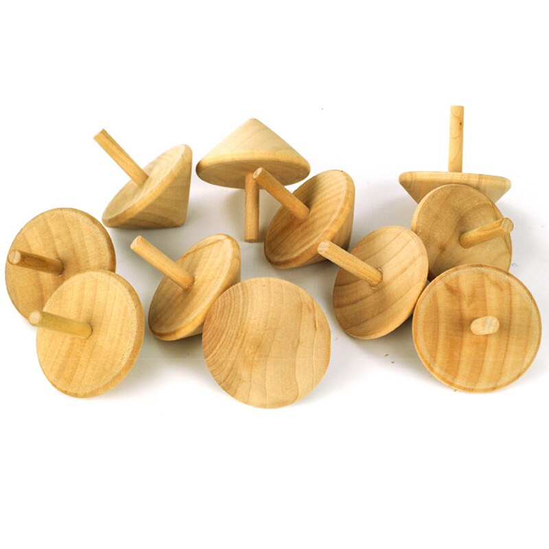 12 Stks/set Houten Tol Speelgoed Traditionele Hout Spin Up Speelgoed Kind Leisure Hand Tekening Spinne