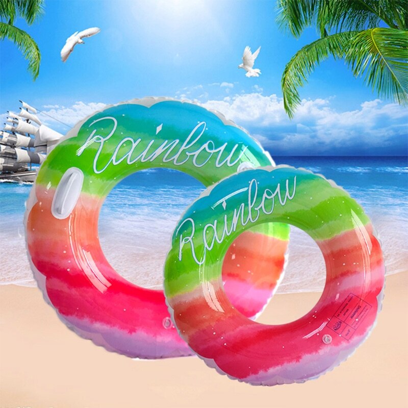 Inflatable Rainbow Swimming Circle PVC Underarm Ring For Swimming Pool Float Summer Party Beach Accessory