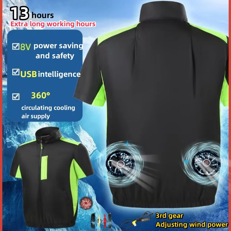 Kühlweste für herren mit usb-anschluss und Ventilator, kurzarm, klimaanlagenkleidung, hitzeschutz, arbeitsschutz, schweißerarbeitsjacke