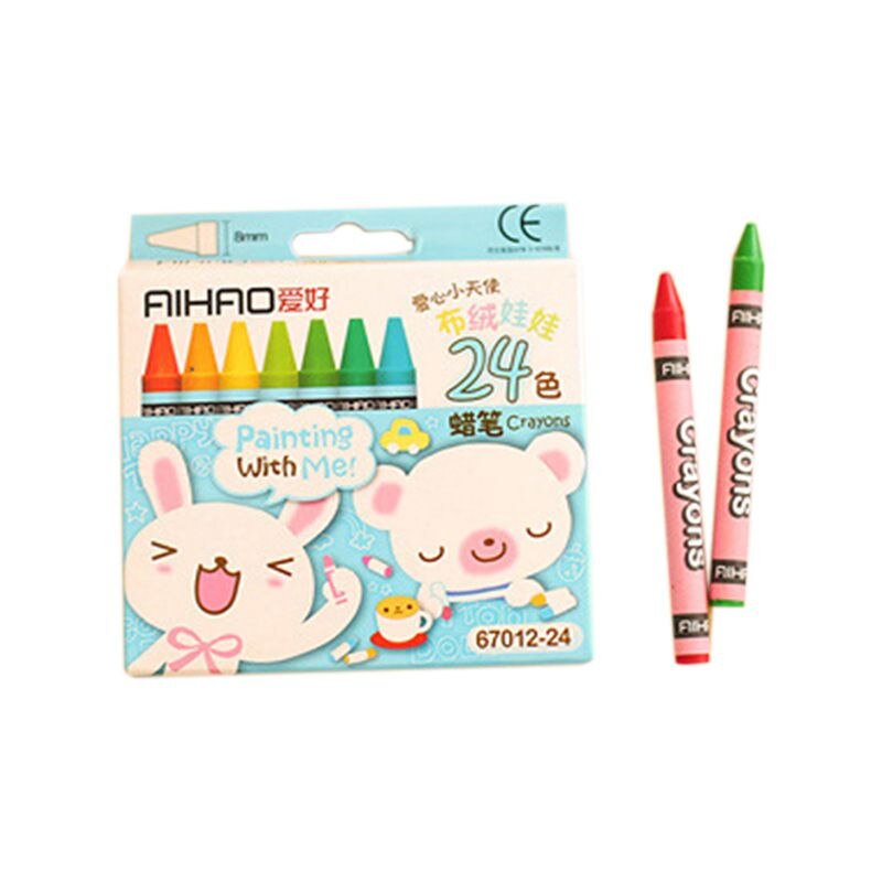 Cartoon Non-Toxic Crayon Oil Painting Stick Kids Student Pastel Pencils for Drawing(Random packaging color): 24 color