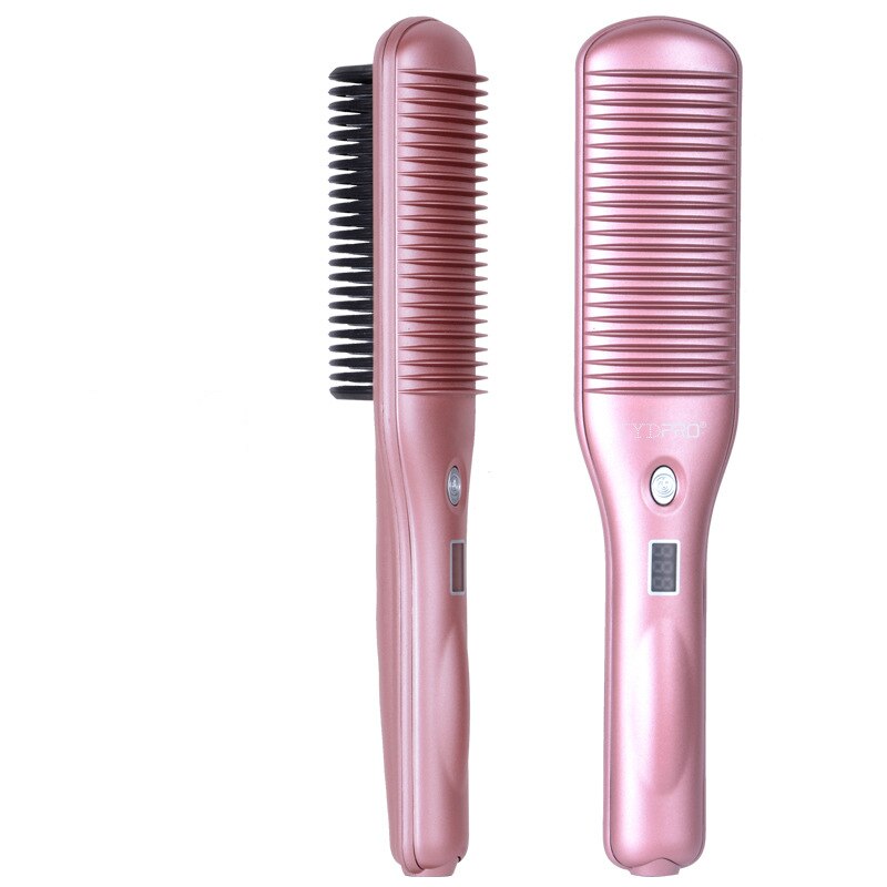 Peine cepillo de pelo multifuncional, alisador de barba, eléctrico, peine alisador de barba, Peinador rápido de doble cara: Pink / AU