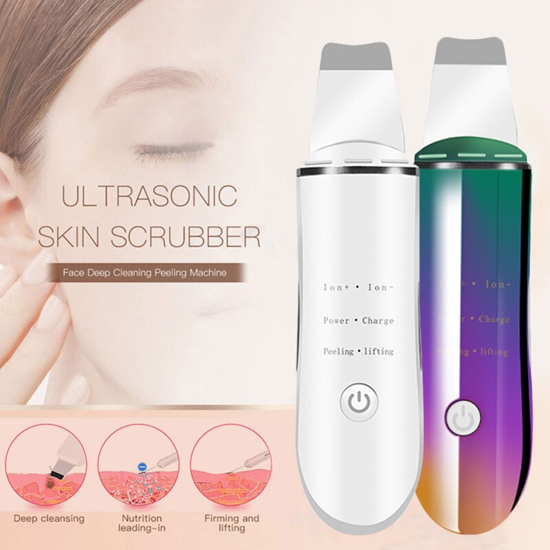Ultrasonic Face Pore Cleaner Ultrasound Therapy Skin Scrubber Galvanic Ion Spa Beauty Device Facial Massager Face Lift Machine