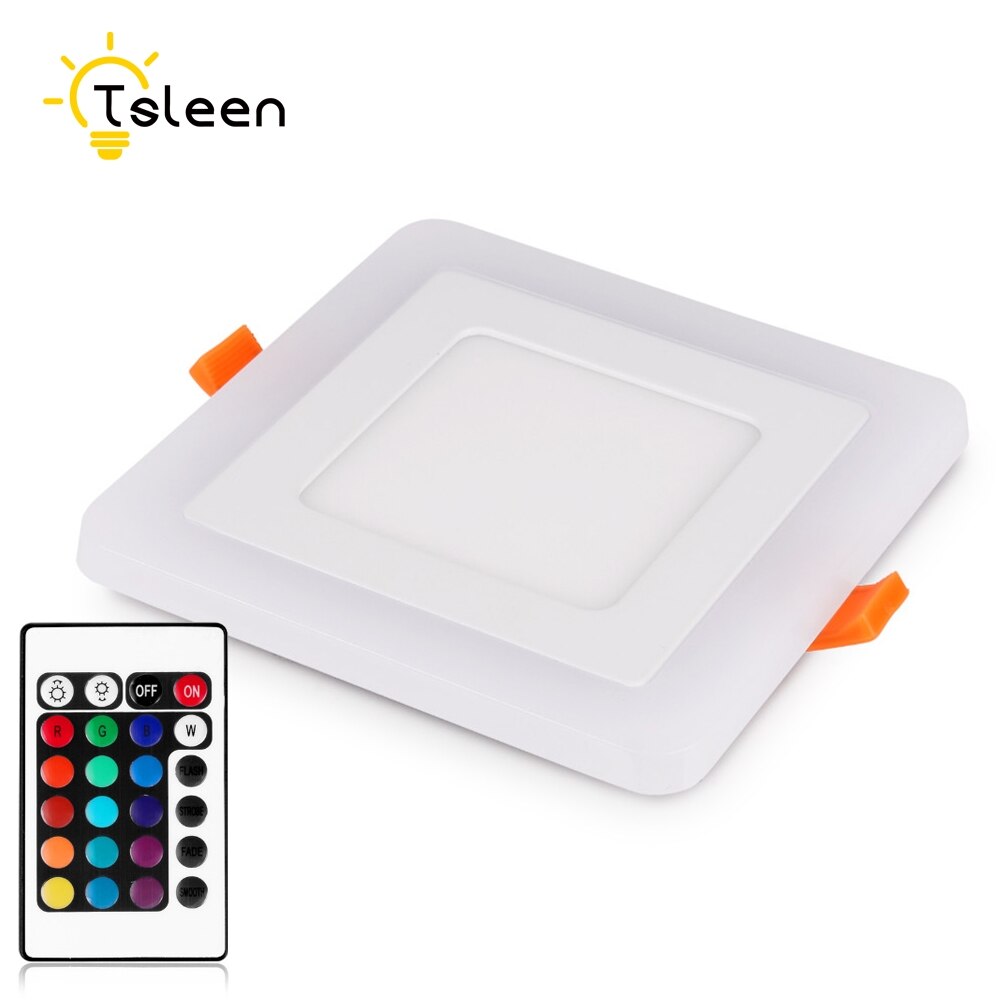 Tsleen Dimmen Led Inbouw Paneel Licht Kleurrijke 5W 9W 16W Rgb Plafondlamp Ronde Vierkante Verlichting Downlight + 24-Key Controller