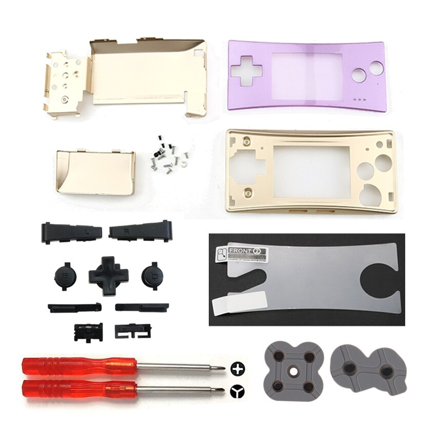 Jcd Metalen Behuizing Shell Case Voor Gameboy Micro Gbm Console Front Back Cover W/ L R Een B D-Pad Volledige Set Knop Schroef Tool: B