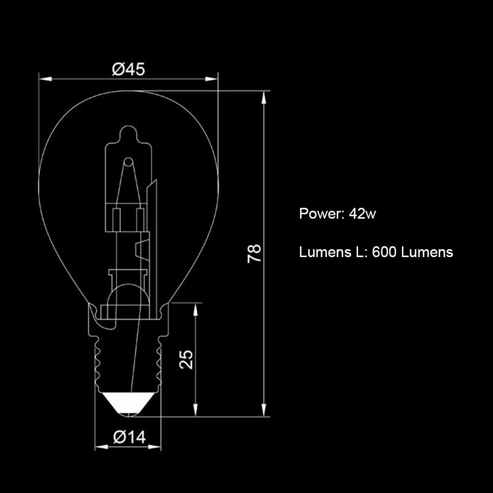 P45 Halogen Bulb 42W E14 220V High Temperature Resistant 300 Degree Oven Light Oven Light Indoor Lighting E14 Screw Light