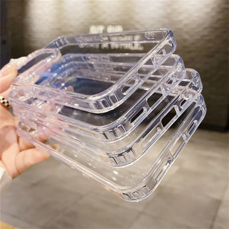 Funda transparente de acrílico duro a prueba de golpes para iPhone, 15, 14, 13, 12 Mini, 11 Pro, XS, Max, X, XR, 7, 8 Plus, SE3, cubierta de silicona suave