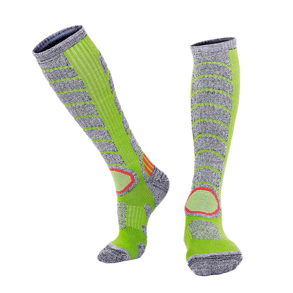 Masculino feminino longo quente neve meias de esqui caminhadas ao ar livre inverno esporte meias snowboard: Green M