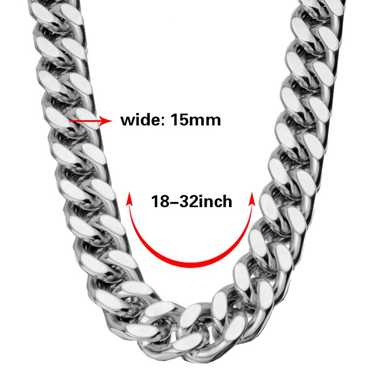 Tiasri Ästhetischen Edelstahl männer Halskette Armband Curb Cuban Link Kette Punk Schmuck Kragen Choker 15mm