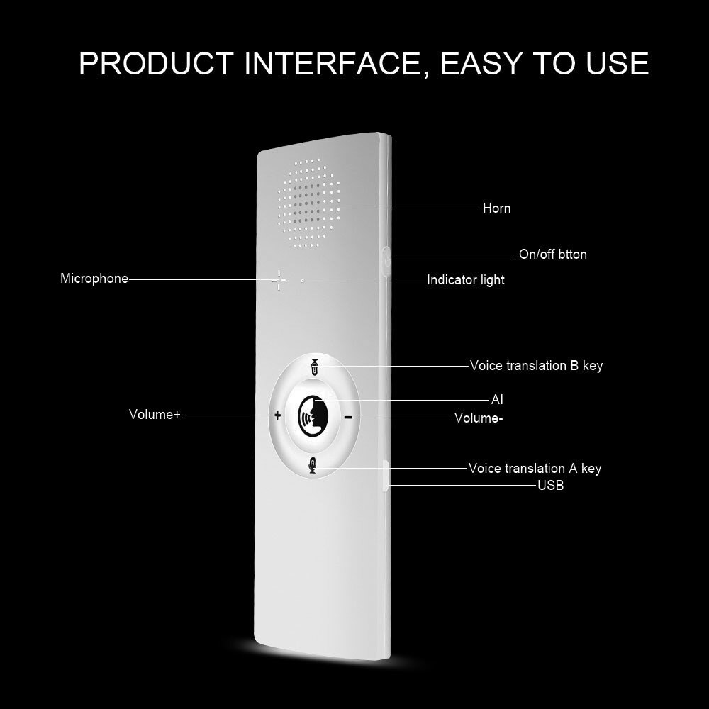 Traduttore APP BT traduttore Audio portatile traduttore Offline intelligente istantaneo in tempo reale lingua vocale intelligente 72 lingue