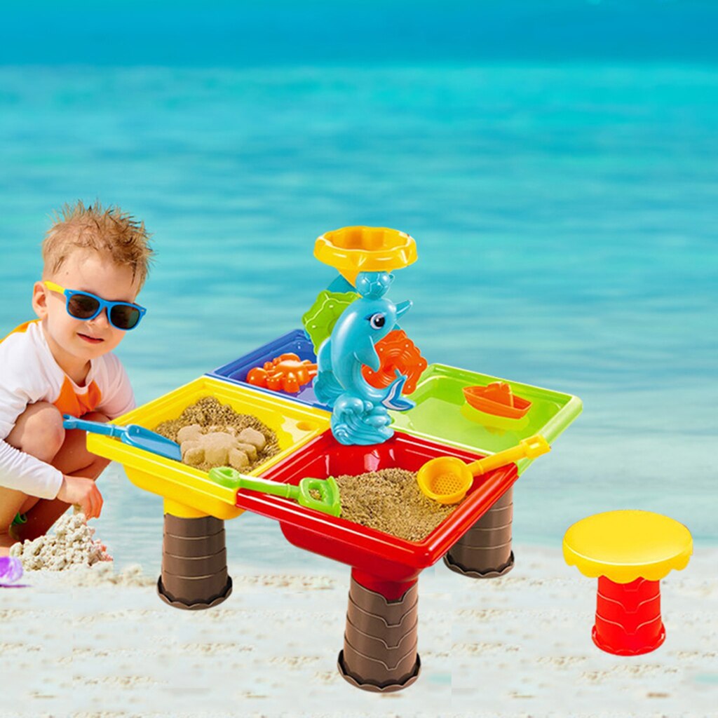 2 In 1 Buiten Outdoor Zand En Water Tafel Playset Outdoor Fun Zand Speelgoed: 45x45x45cm