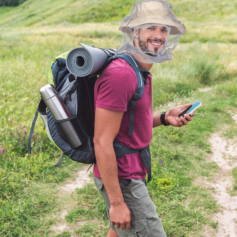 Gorra antimosquitos para exteriores, Protector facial de malla para viajes, Camping, sombreros, red de protección facial, , 5/10/30/50 piezas