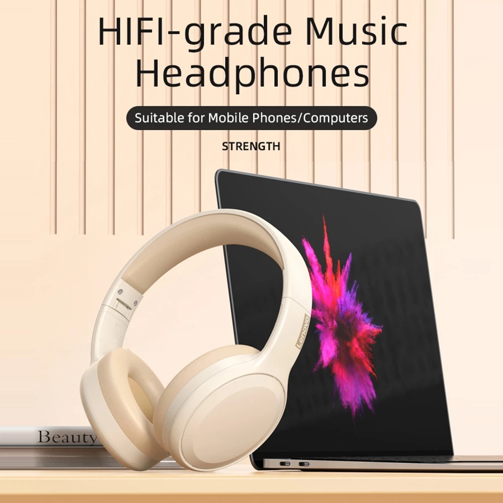 Lenovo TH30 Auriculares Bluetooth inalámbricos con orejeras, auriculares deportivos, juegos de deportes con micrófono