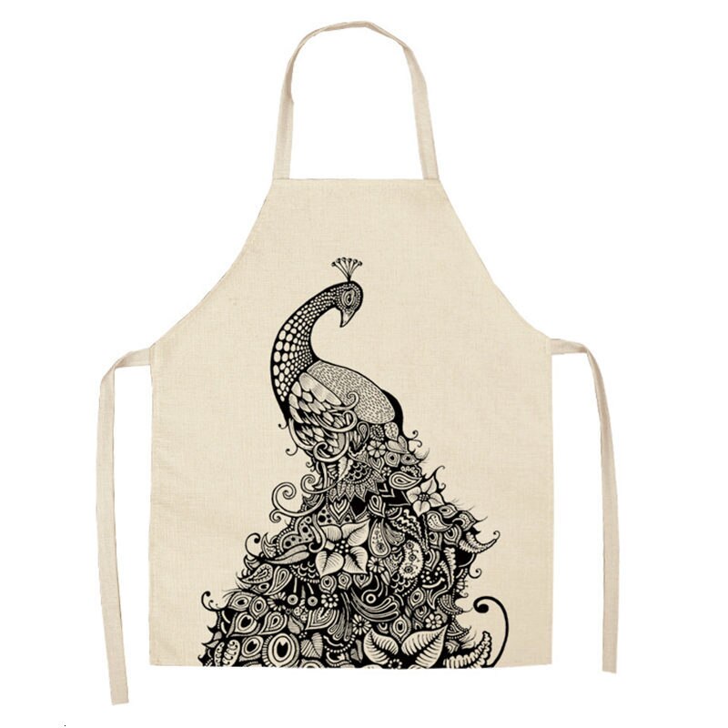 1 stuk uil hert dier keuken chef schort voor volwassenen katoenen linnen slabbetjes huishoudelijke schoonmaak schort thuis koken schorten 53*65cm: 2wq- wql 0079-7