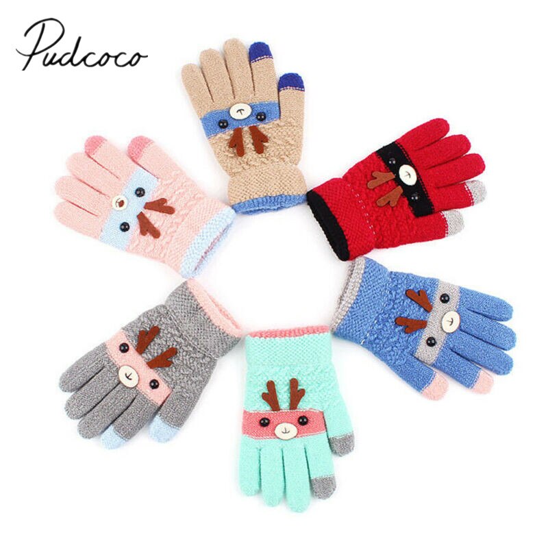 Baby Winter Warm Stuff Xmas Elk Knit Thick Magic Mittens Cute Baby Gloves Imitation Kids Baby Gloves