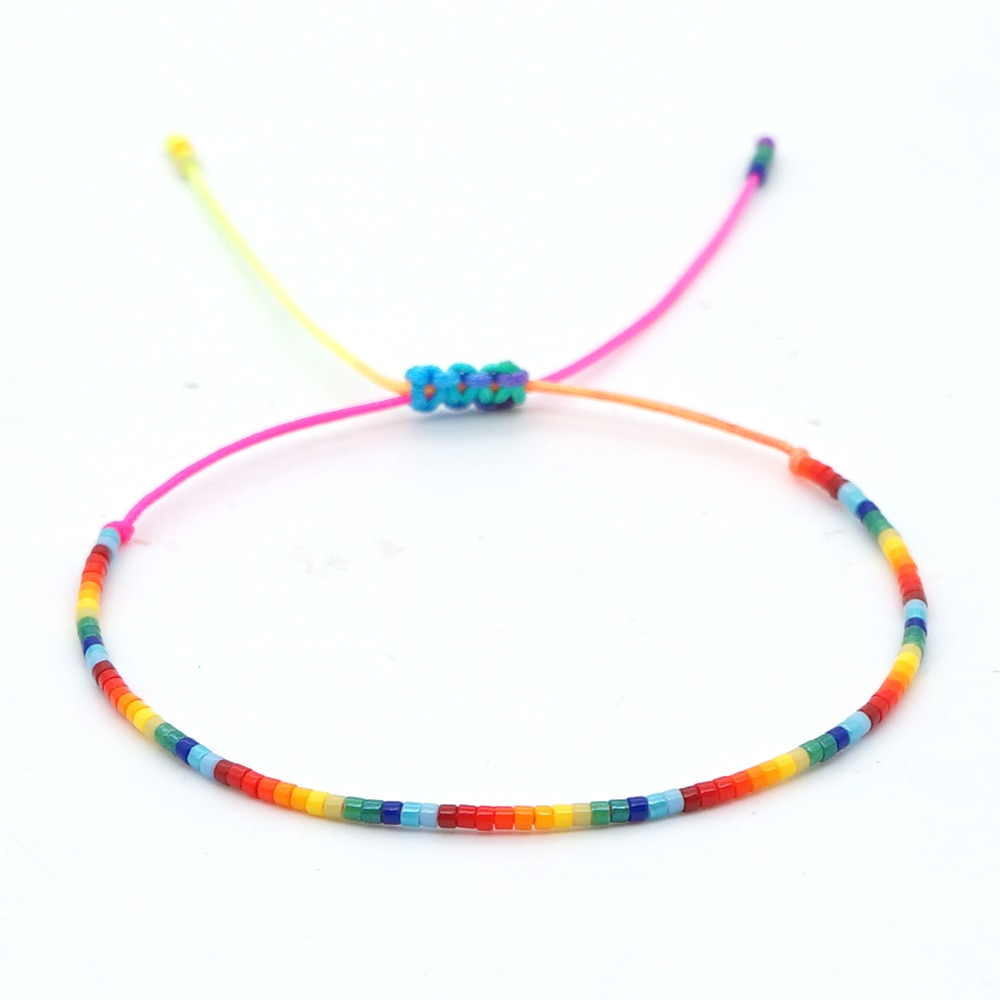 gehen2Boho Regenbogen Miyuki Samen Perlen Armbinde Für Frauen Sommer Einfache Schmuck Mehrfarbig Pulseras Freundschaft Handgemachte Armbänder