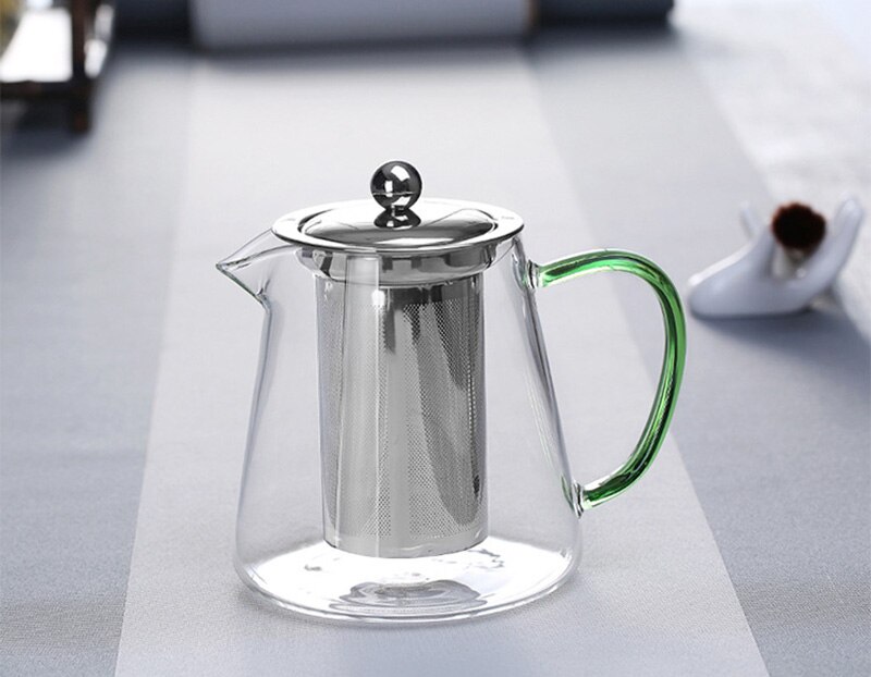 Farverig varmebestandig glas tekande 550ml med filter, tekande kan opvarmes direkte på brandfilter varme kaffekande kedel: 03