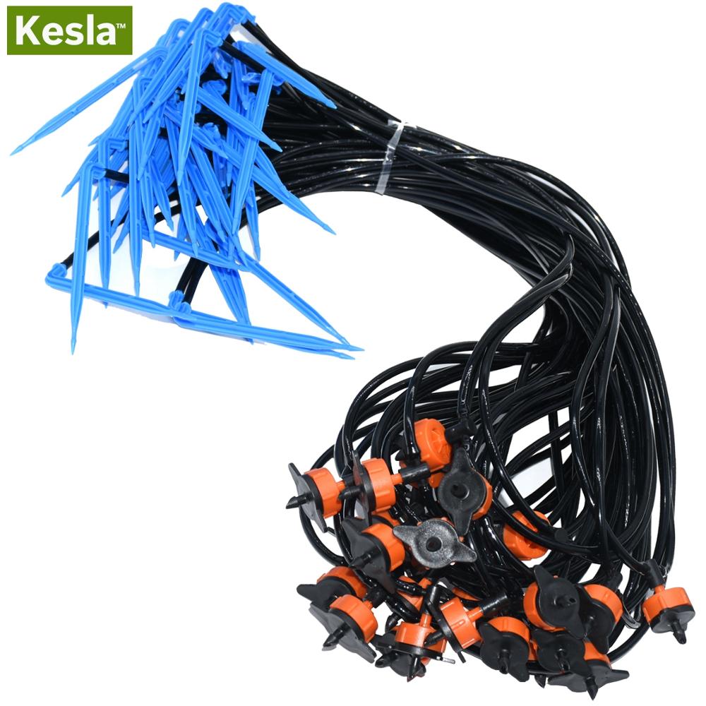 Sistema de riego por goteo para bonsái, conjunto de distribución de araña con 2 flechas de codo, gotero de 2 vías, emisores, Kits, 2L/H, 50 Uds.