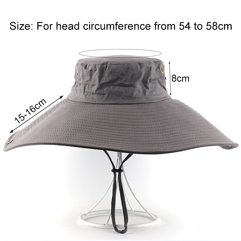 CAMOLAND UV Protection Sun Hat For Men Women 16cm Super Long Wide Brim Bucket Hat Outdoor Breathable Fishing Hiking Boonie Caps