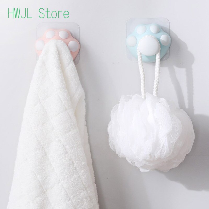 Sac en forme de chat porte-bonheur Kawaii, crochet de porte-clé arrière, crochet mural auto-adhésif décoratif pour rangement de salle de bain