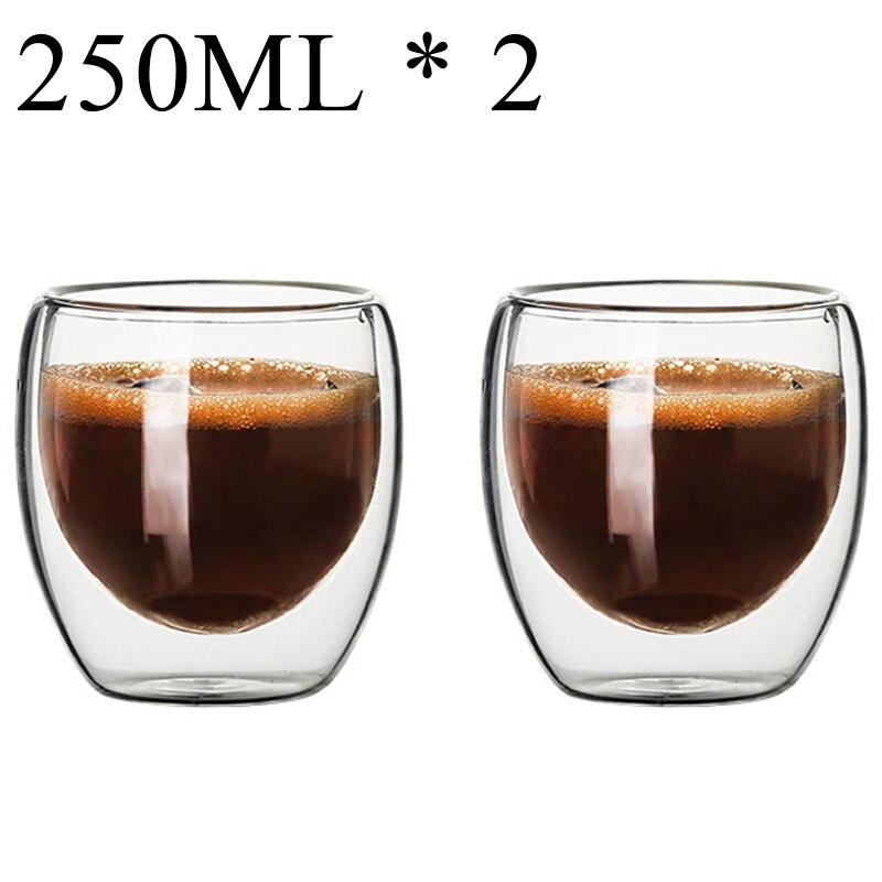 2-18 Stuks Dubbele Wand Hoge Borosilicaatglas Mok Hittebestendige Thee Melk Sap Koffie Water Cup Bar Drinkware Creativiteit Set: 250ML 2PCS