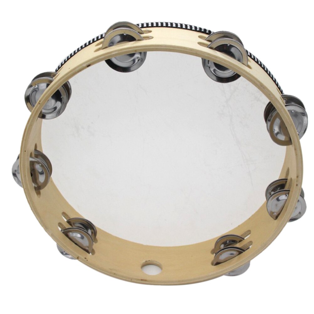 Wood Tambourine Educational Musical Instruments Party 8inch 10inch Jingles KTV Double Row Adult Handheld Dancing Kids: 8inch