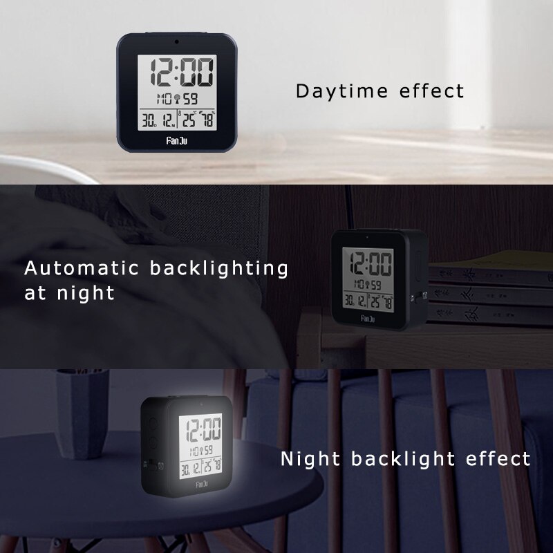 LED Wooden Alarm Clock Watch Table Voice Control Despertador Electronic Desktop DCF Radio Table Clocks