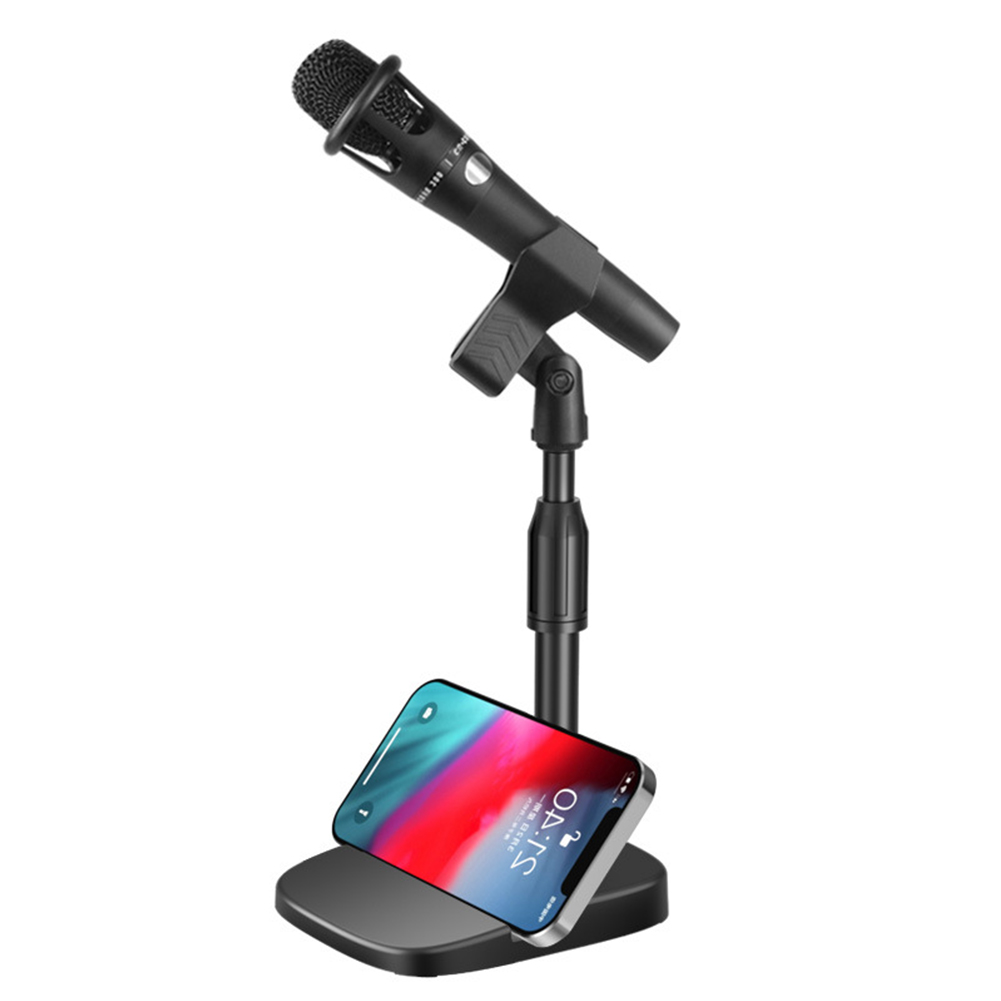 Microphone Stand Sturdy Adjustable Microphone Stand Desktop Holder for Mic and Phone Perfect for Video Conference and Singing