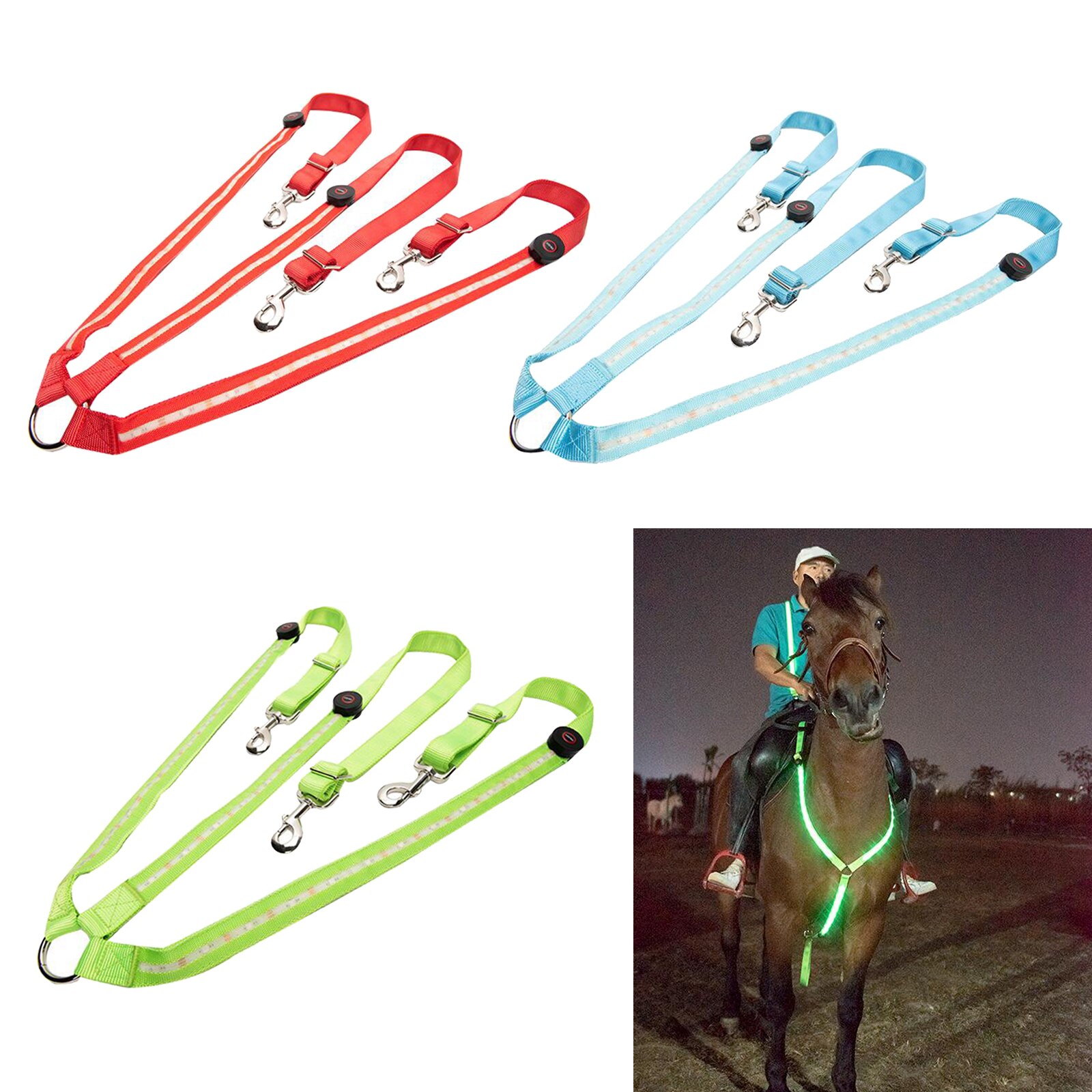 Harnais à col de plastron LED pour cheval, licou, ceinture de haute visibilité, équipement d&#39;équitation