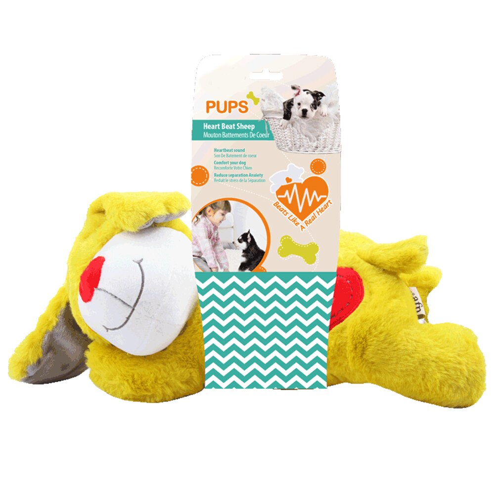 Dog Plush Toy Puppy Behavioral Training Aid Heartbeat Toy For Dogs Cats Separation Anxiety Smart Cat Dog Toys Pet Supplies: Yellow