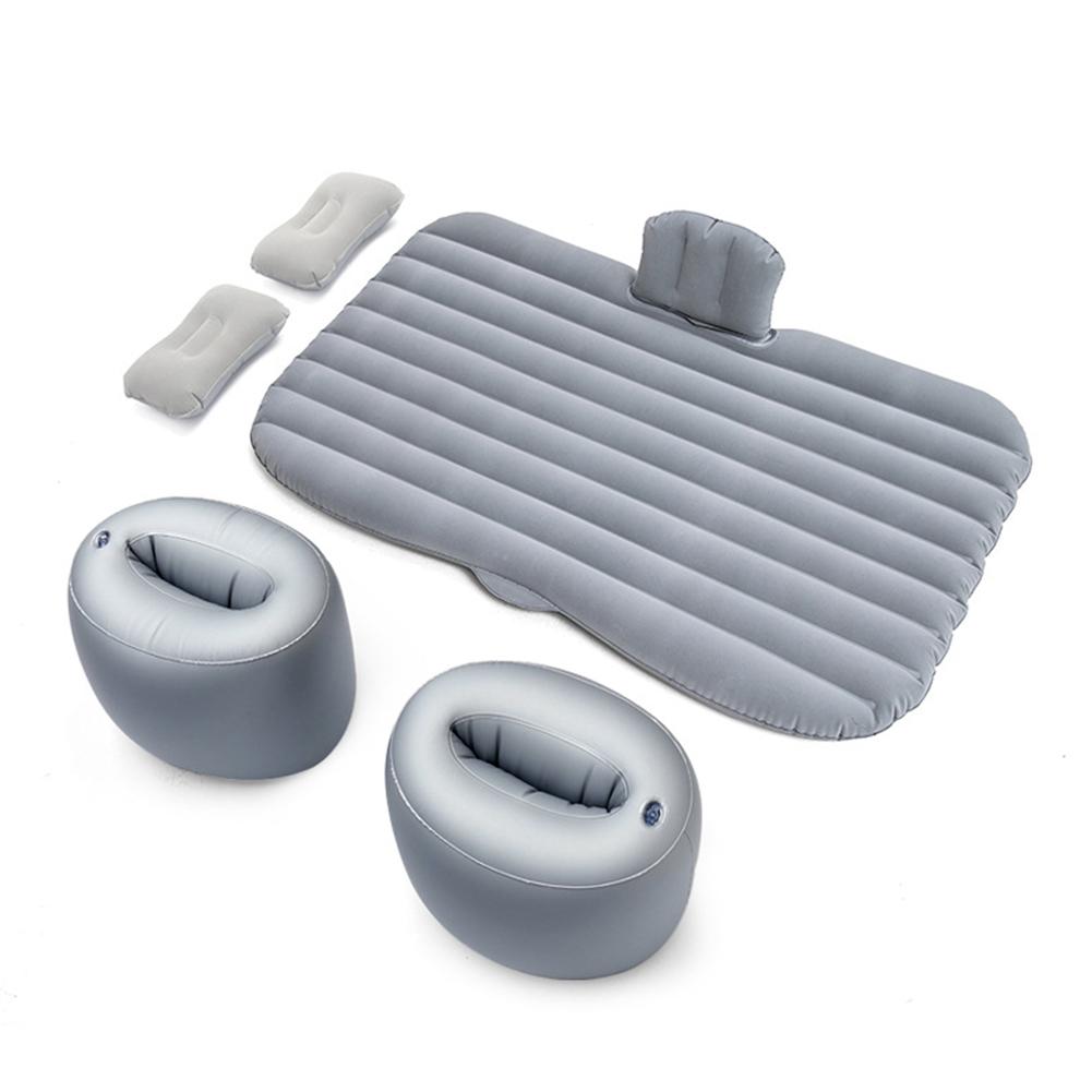 Car Inflatable Bed SUV Car Mattress Rear Row Car Travel Sleeping Pad Off-road Air Bed Camping Mat Air Mattress&Two Air Pillows: Silver