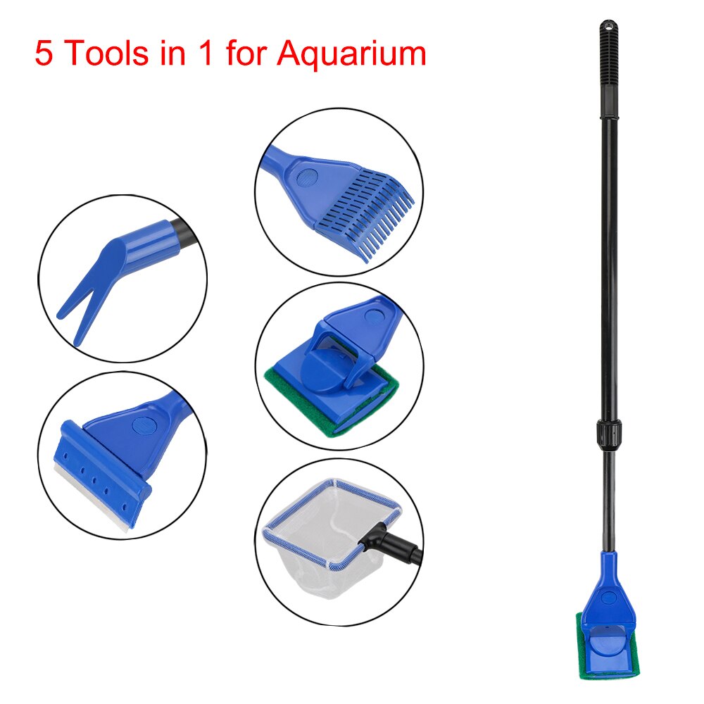 HILIFE Adjustable Aquarium Cleaner 5 in 1 Aquarium Tank Clean Set Aquarium Cleaning Tools