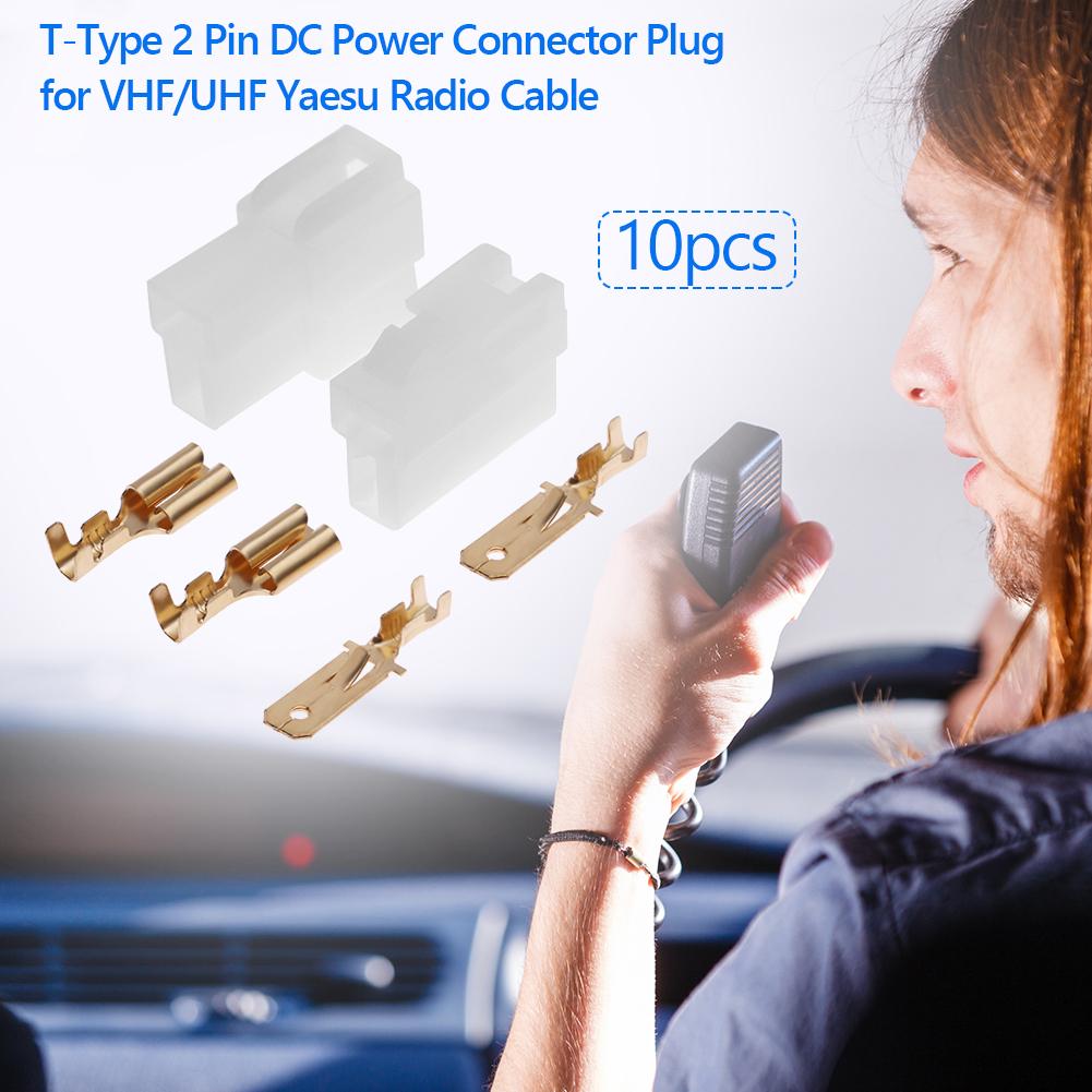 10 setzt T-Typ 2 Stift DC Energie Stecker für VHF/UHF Kenwood Yaesu Icom Radio Kabel