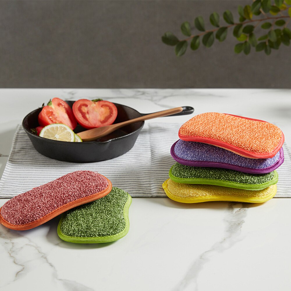 10/20Pcs Double Sided Scouring Pad Reusable Cleaning Magic Sponges Cloth Kitchen Cleaning Wipers Decontamination Dish Towels