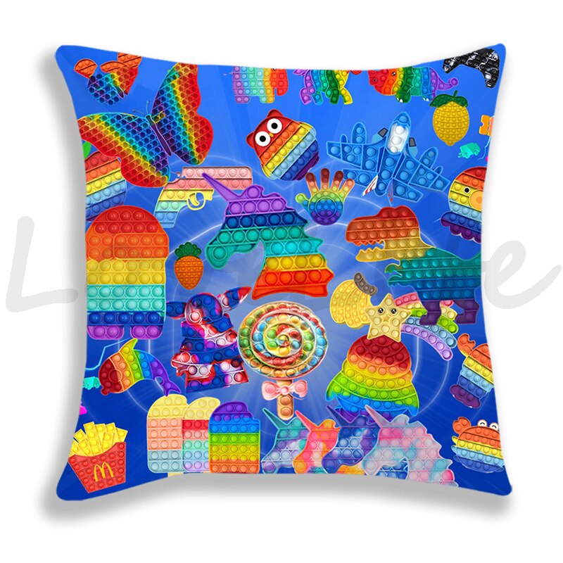 Pop Het Afdrukken Kussensloop Regenboog Kleur Leuke Kussenhoezen Sofa Stoel Bed Kussensloop Huis Decoratieve Kussensloop 45Cm * 45Cm: 16