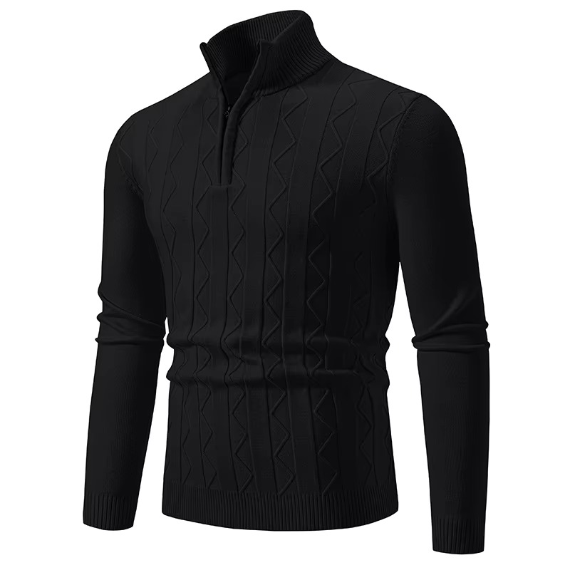 Automne quart de fermeture éclair pull hommes pull tricot à manches longues pull hommes hiver mince décontracté col roulé faux cou chandails: XXXL / vert militaire