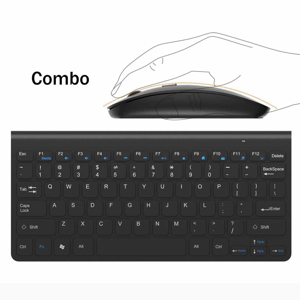 Avatto 2.4 ghz trådløst mini-tastatur og optisk mus combo  by 1 usb-modtager kontrol til desktop, computer pc, laptop, smart tv: Default Title