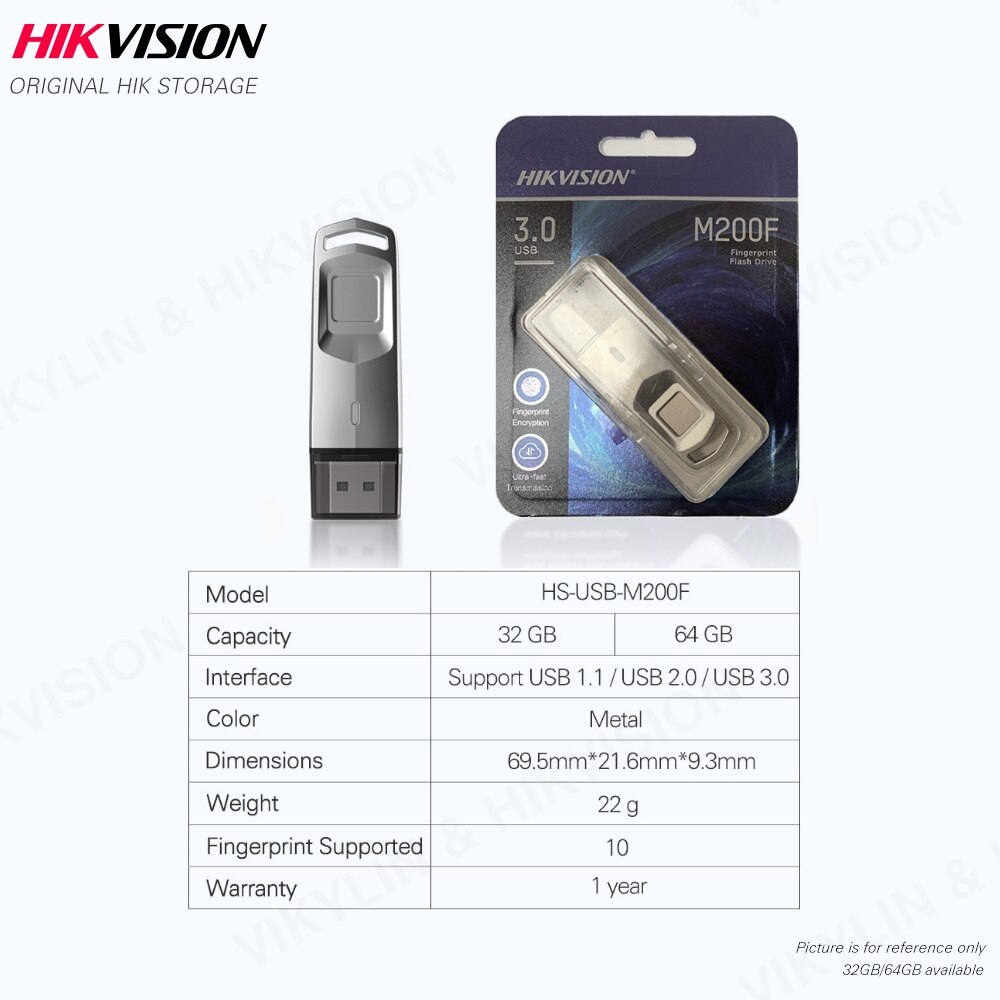 Hikvision Originele Usb Flash Drive 3.0 32 Gb 64 Gb Vingerafdruk Versleutelde Usb 3.0 Pen Drive Security Geheugen Usb Schijf stick # M200F