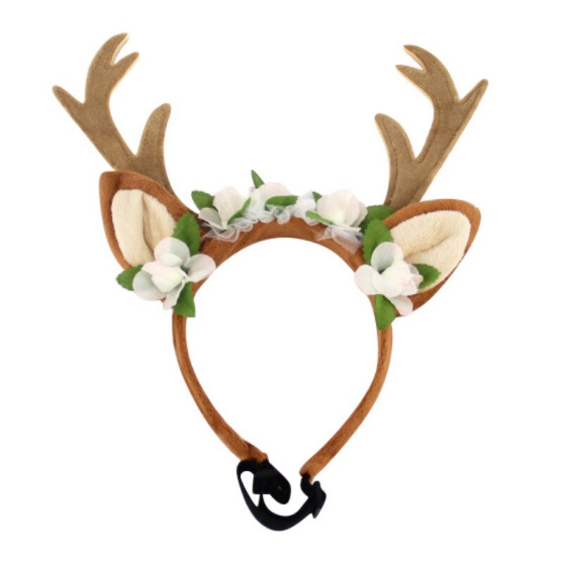 Weihnachten Rentier Geweih Welpen gnade Hütte Haustier hund katze Kopfschmuck mit blumen Haustier Kätzchen Haar Band Hütte Haustier zubehör: M