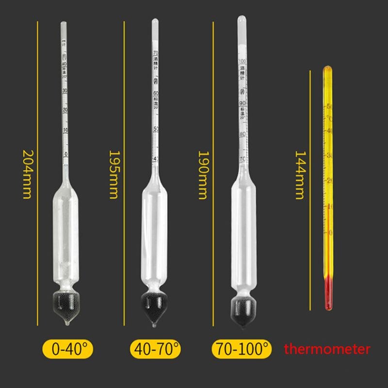 4 en 1 vin hydromètre testeur d'alcool 0-100% alcoomètre avec thermomètre