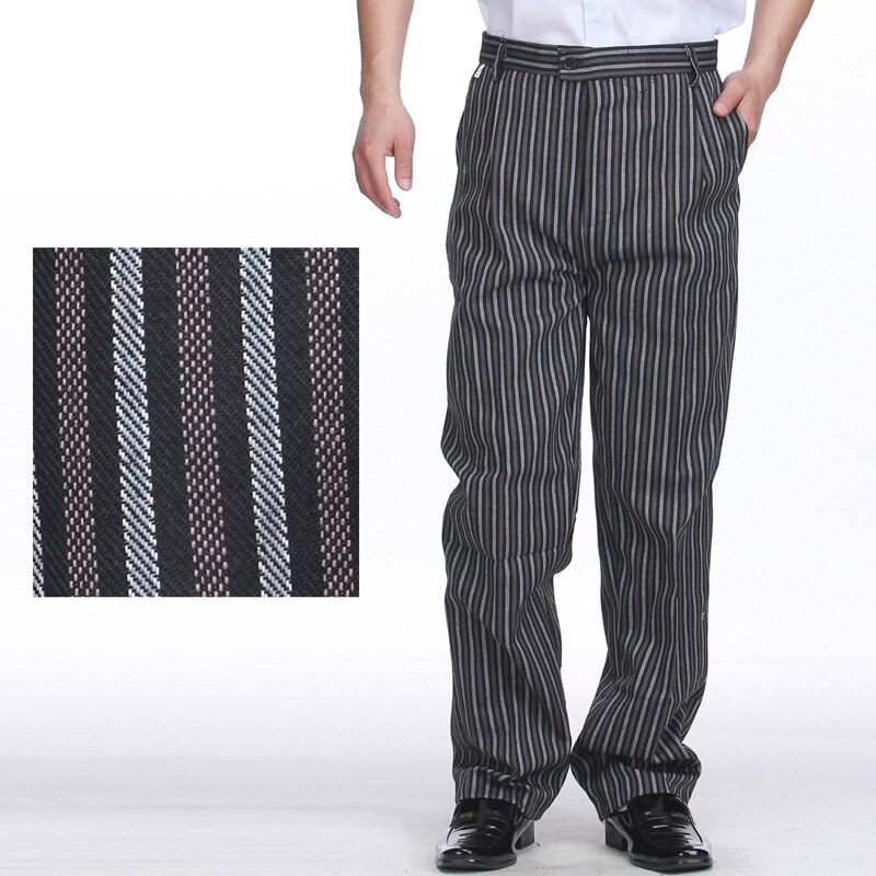 Servicio de comida de verano, , pantalones de cocina de otoño, pantalones de trabajo a rayas, pantalones de chef, pantalones estilo uniforme de chef unisex