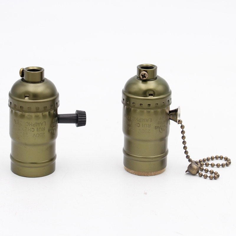 Vintage Lamp Socket E27 E26 Bulb Lamp Holder With Pull Chain Swith And Knob Switch