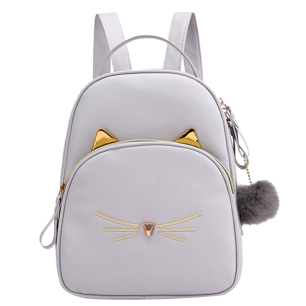 Aelicy frauen Rucksack Einfache Multi-Funktion Kleine Damen rucksack Hairball nette katze Reise mädchen Schule Taschen mochilas mujer: Grau