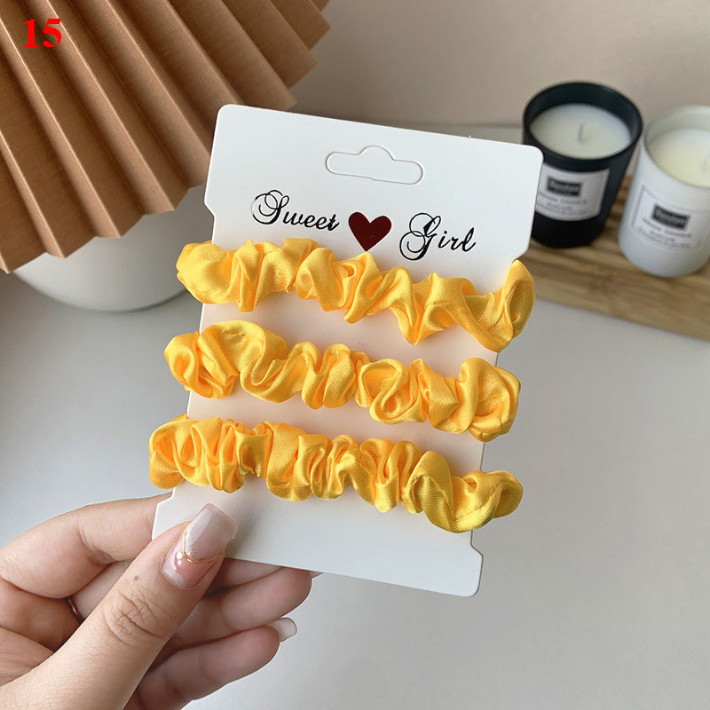 Scrunchies de satén de seda para mujer, cuerda para el cabello de Color sólido, banda de goma, soporte para Cola de Caballo , diadema elástica, accesorios para el cabello, 3 piezas por juego
