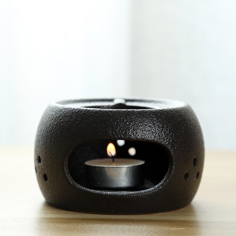 Styl japońnarty czarny Zen kominek robić aromaterapii ceramiczne naczynie na herbatę kuchenka świecznik czajnik Trivets kawy podgrzewacz robić mleka herbata akcesoria