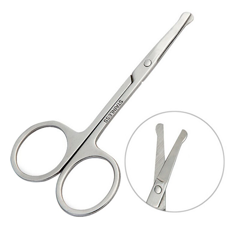 1 ud. De pinzas de corte de pelo para cejas y nariz, tijeras de seguridad redondas de acero inoxidable, tijeras para cejas, cortaúñas pequeñas