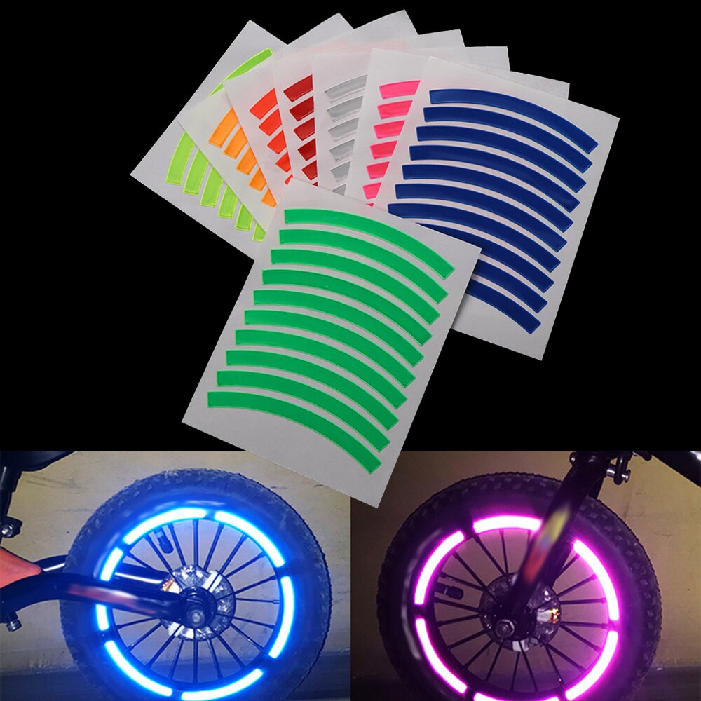 10Pcs Kinderen Loopfiets Reflecterende Sticker Wiel Decals Reflecterende Band Applique Tape Veiligheid Stickers Fiets Accessoires